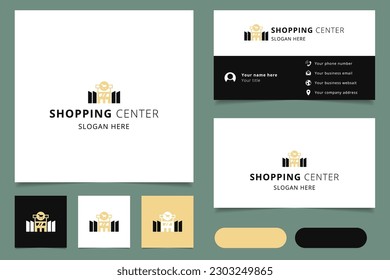 Shopping center logo design with editable slogan. Branding book and business card template.