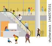 shopping center. the people in the store. the interior of the shopping center. vector