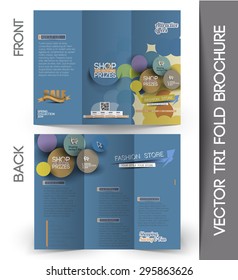 Shopping Center Store Tri-Fold Mock up & Front Brochure Design.