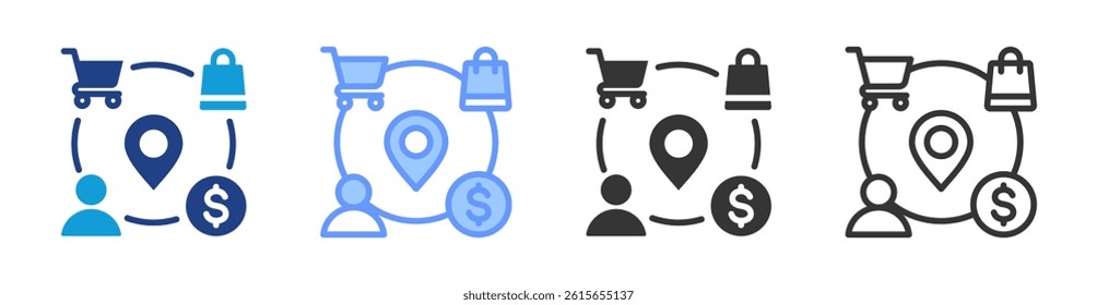 Shopping Centers icon set multiple style collection