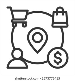 Shopping Centers Outline Icon Vector Illustration