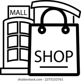 Shopping centre linear icon. Mall building. Thin line illustration. Supermarket contour symbol. Vector isolated outline drawing