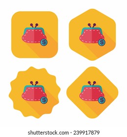 shopping change purse flat icon with long shadow,eps10