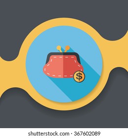 shopping change purse flat icon with long shadow,eps10