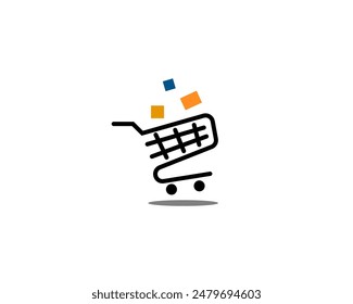 shopping chart art with flying stock logo icon symbol design template illustration inspiration