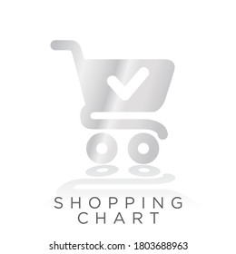 shopping chart check list  glowing style metal icon