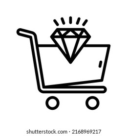 Shopping Chart Icon. Line Art Style Design Isolated On White Background
