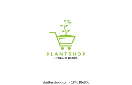 gráfico de compras con logotipo de planta símbolo vector icono ilustración de diseño