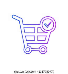 Shopping chart in trendy flat style - shopping chart vector icon, check mark in trolley icon