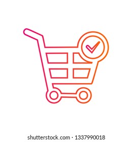 Shopping chart in trendy flat style - shopping chart vector icon, check mark in trolley icon