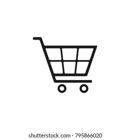 shopping chart in trendy flat style, shopping chart vector icon, trolley symbol 
