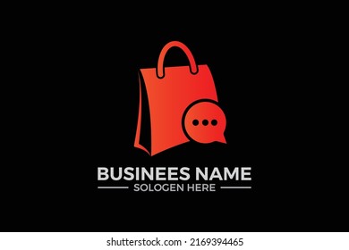  shopping chat with bag Online shopping  logo or E-commerce logo vector design illustration