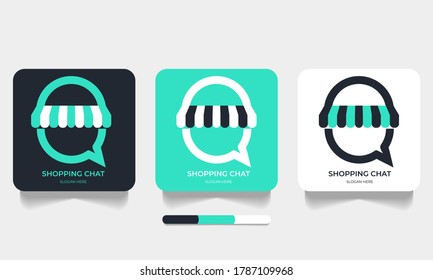 shopping chat logo, minimalist logo design.