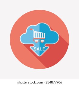 shopping check into place flat icon with long shadow,eps10
