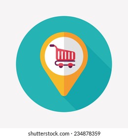 shopping check into place flat icon with long shadow,eps10