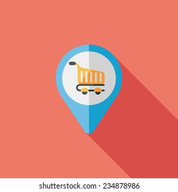 shopping check into place flat icon with long shadow,eps10