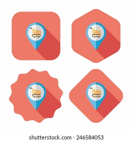shopping check into place flat icon with long shadow,eps10