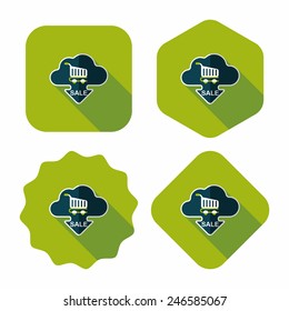 shopping check into place flat icon with long shadow,eps10