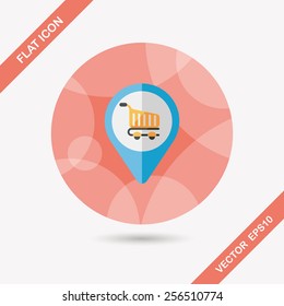 shopping check into place flat icon with long shadow,eps10