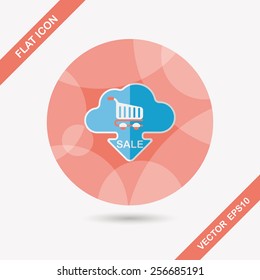 shopping check into place flat icon with long shadow,eps10