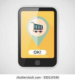 shopping check into place flat icon with long shadow,eps10