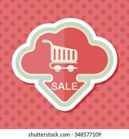 shopping check into place flat icon with long shadow,eps10