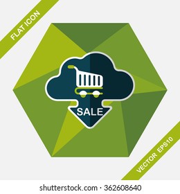 shopping check into place flat icon with long shadow,eps10