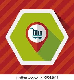 shopping check into place flat icon with long shadow,eps10