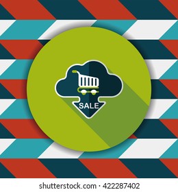 shopping check into place flat icon with long shadow,eps10