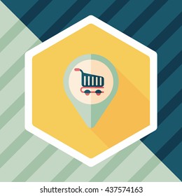 shopping check into place flat icon with long shadow,eps10