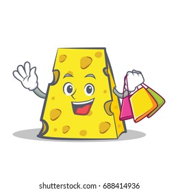 Shopping cheese character cartoon style