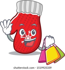 Shopping christmas mittens isolated in the cartoon