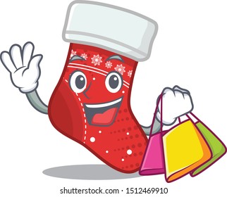 Shopping christmas stocking isolated in the mascot