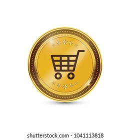 Shopping Circular Vector Gold Web Icon
