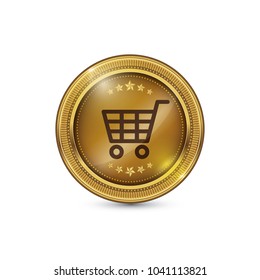 Shopping Circular Vector Gold Web Icon