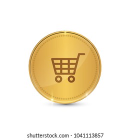 Shopping Circular Vector Gold Web Icon