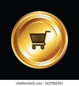 Shopping Circular Vector Gold Web Icon Button