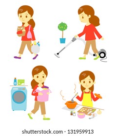 shopping / cleaning / washing / cooking