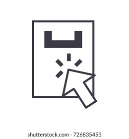 shopping click vector line icon, sign, illustration on background, editable strokes