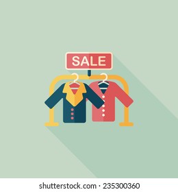 shopping clothes flat icon with long shadow,eps10
