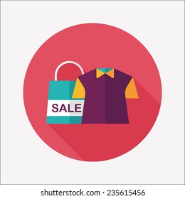shopping clothes flat icon with long shadow,eps10
