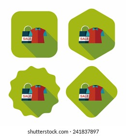 shopping clothes flat icon with long shadow,eps10