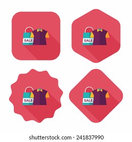 shopping clothes flat icon with long shadow,eps10