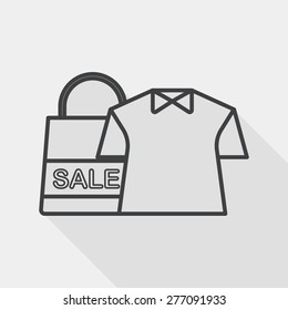 shopping clothes flat icon with long shadow, line icon