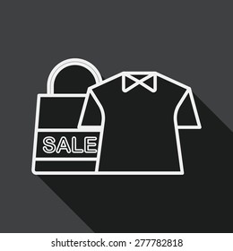 shopping clothes flat icon with long shadow, line icon