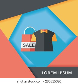 shopping clothes flat icon with long shadow,eps10