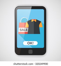shopping clothes flat icon with long shadow,eps10