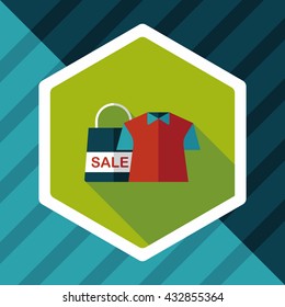 shopping clothes flat icon with long shadow,eps10