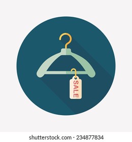 shopping clothes hanger flat icon with long shadow,eps10