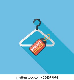 shopping clothes hanger flat icon with long shadow,eps10